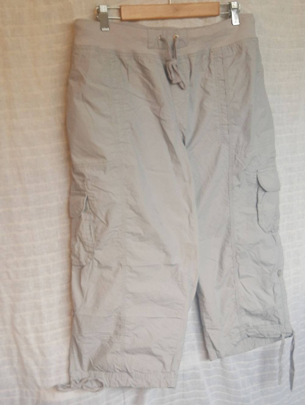 Calvin Klein Light Gray Cargo Capri Drawstring Pants